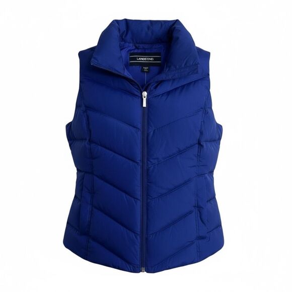 NWT Lands' End Hyper Dry Allied Feather 600 Down Zip Up Puffer Vest Blue Size XS - Picture 1 of 10